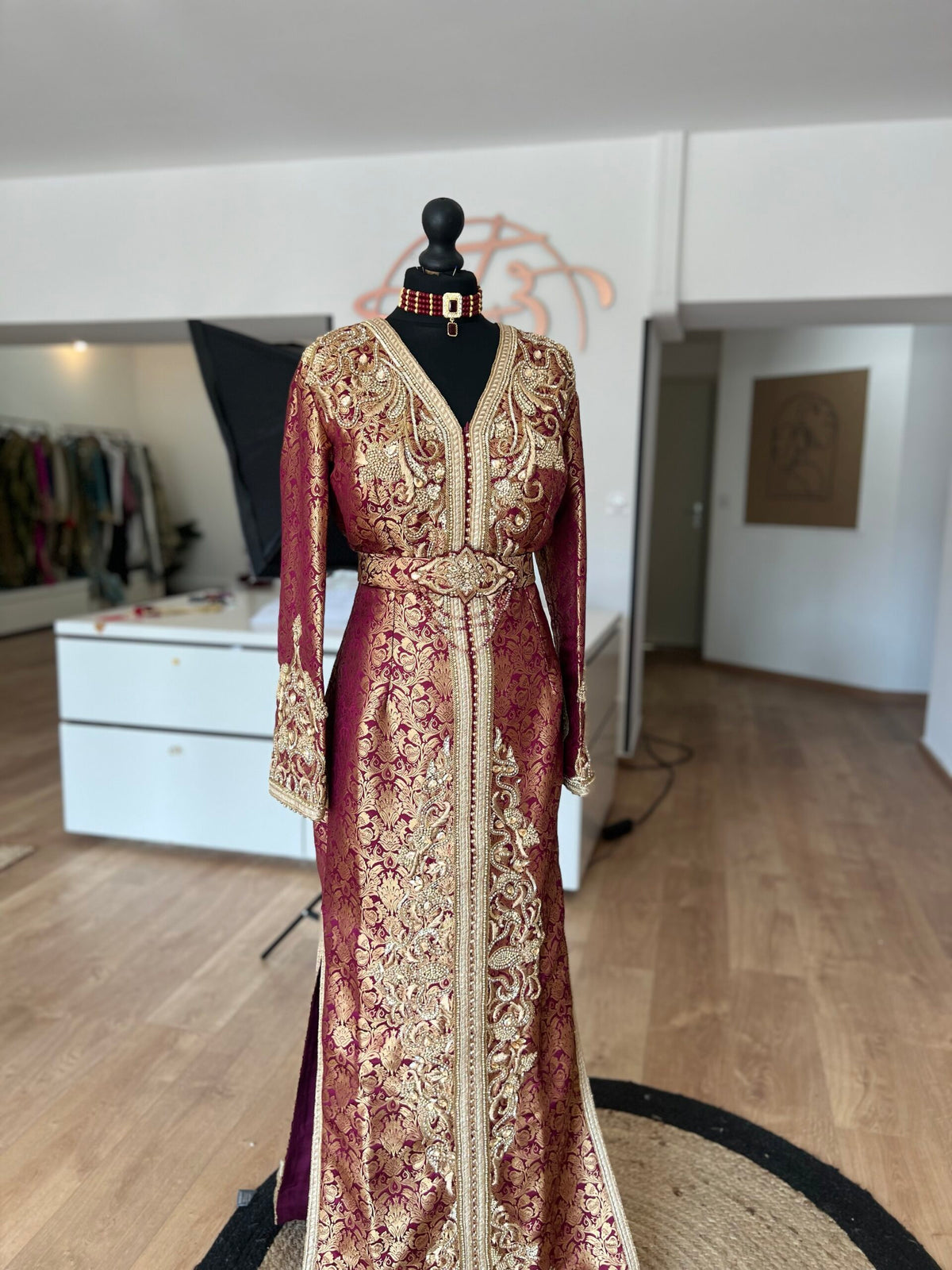 Caftan brocade Mehroon