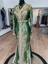 Restock Caftan sirène brocade Green