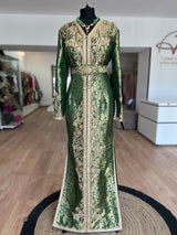 Restock Caftan sirène brocade Green