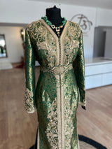 Caftan sirène brocade Green