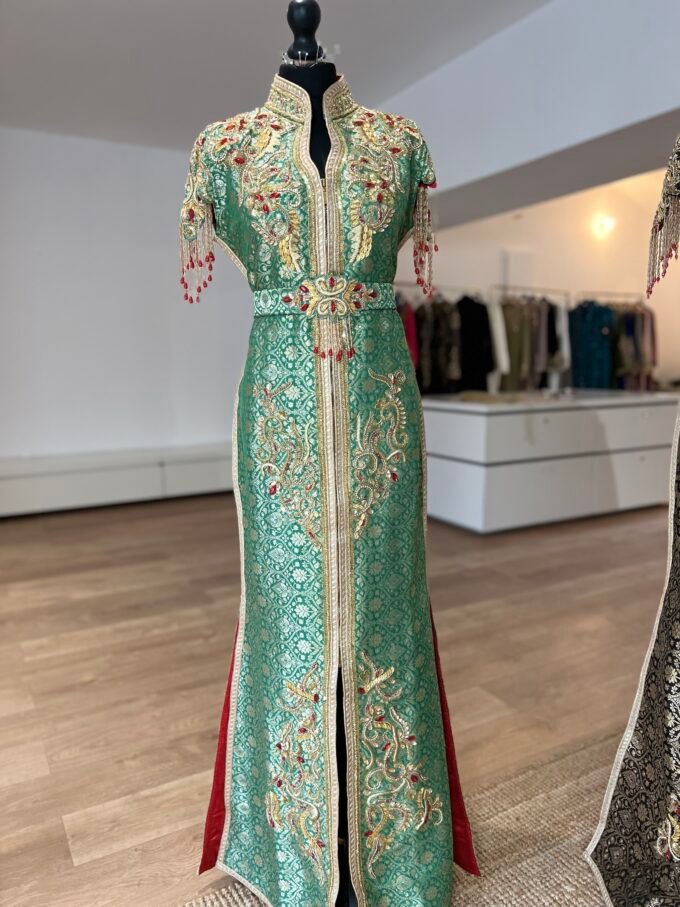 Caftan brocade vert